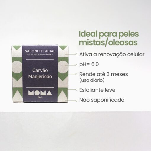 Sabonete Facial de Carvão e Manjericão para Peles Mistas a Oleosas - Moma Natural - Image 2
