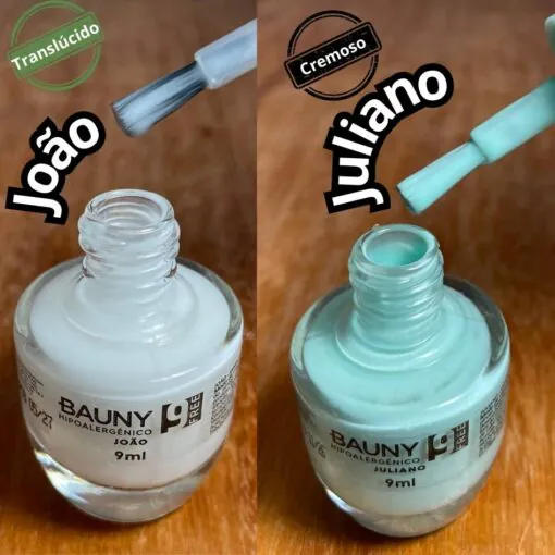 Kit promocional 5 Esmaltes Hipoalergênicos 9Free + 1 Base de Tratamento + Top Coat Extra Brilho - Bauny - Image 10