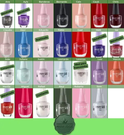 Kit com 10 Esmaltes Hipoalergênicos 9Free - Bauny