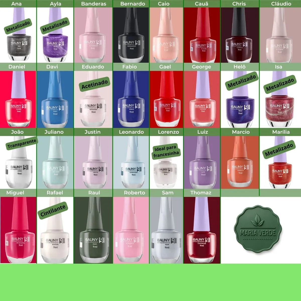 Kit Bauny Natural Care: 5 Esmaltes Veganos 9Free + Base de Tratamento + Top Coat - Imagem 2